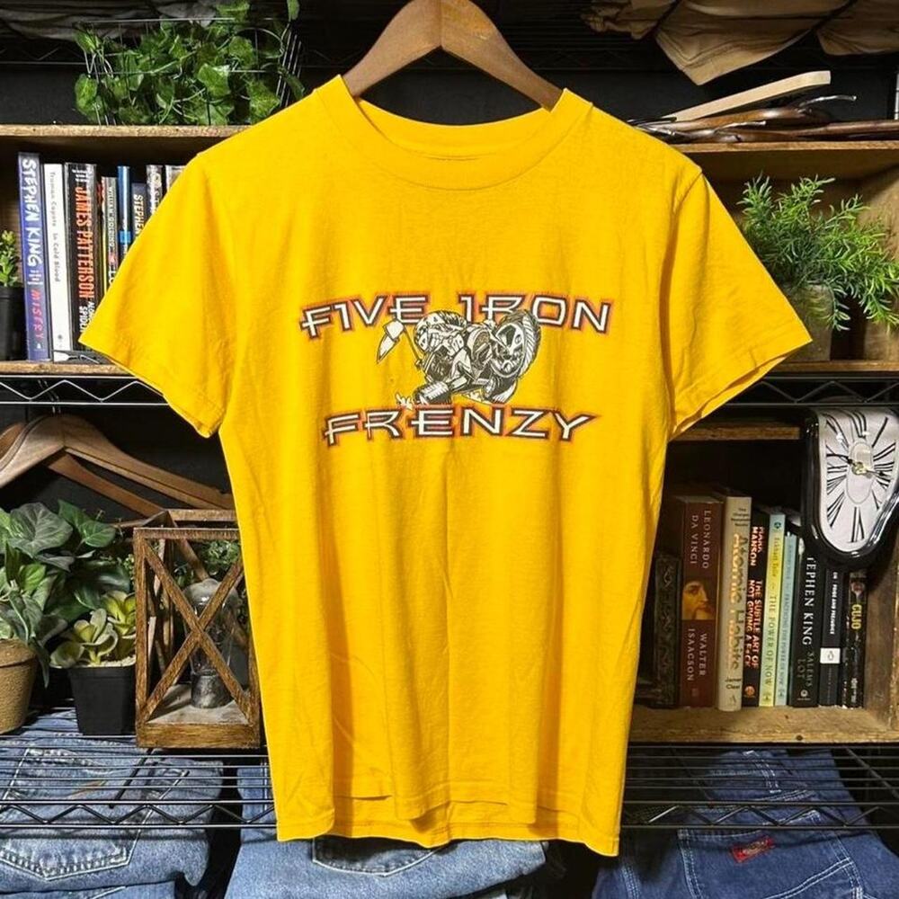 Vintage 90s Five Iron Frenzy Band Tee Yellow Punk Alt Rock Shirt Mens SMall